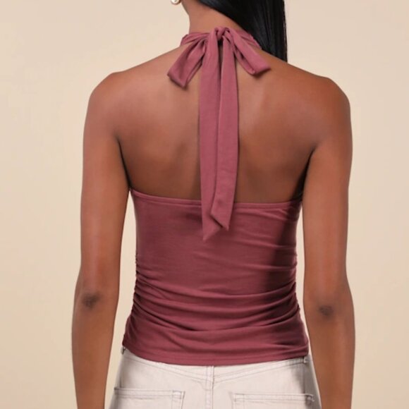 Cute Inspiration Dark Mauve Sleeveless Halter Top SMALL - Picture 2 of 4